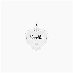 Ciondolo a cuore con scritta sorella e cristallo