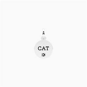 Ciondolo tondo con scritta cat e cristallo