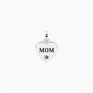Ciondolo cuore con scritta mom e cristallo