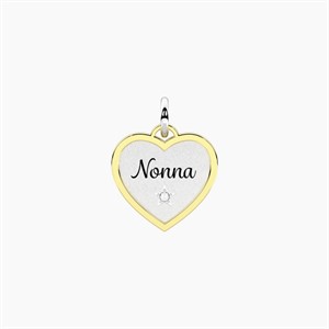 Ciondolo cuore con scritta Nonna e cristallo