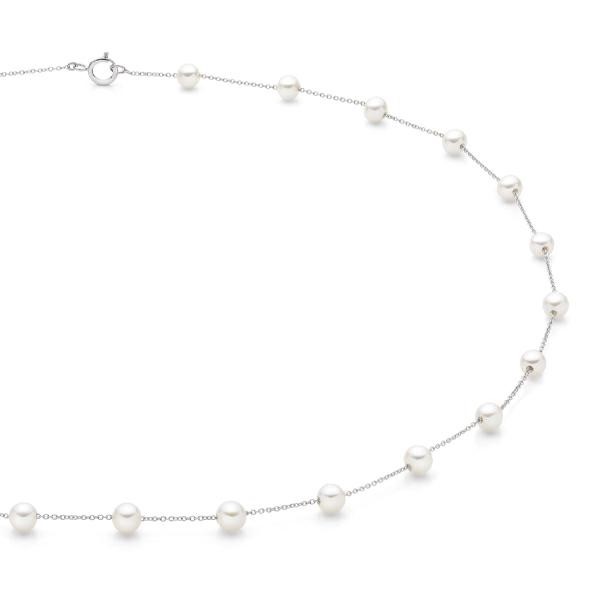 Collana in Oro Bianco e Perle mm 6/6.5