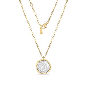 Collana Disco Piccolo con Zirconi Bianchi