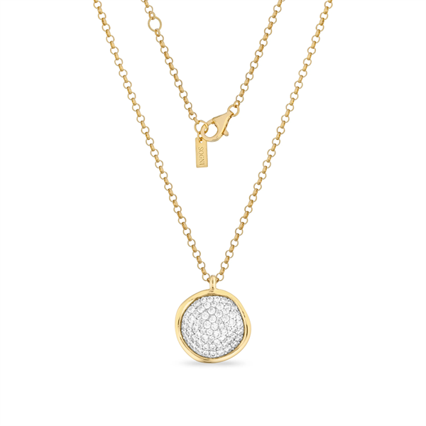 Collana Disco Piccolo con Zirconi Bianchi