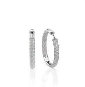 Orecchini Cerchio Argento con Zirconi Bianchi