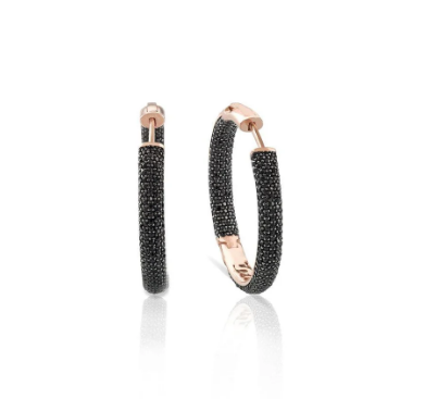 Orecchini Cerchio Rosè con Zirconi Neri