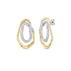 Orecchini Linea Sinuosa con Zirconi Bianchi