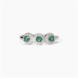 Anello in argento con smeraldi sintetici e zirconi