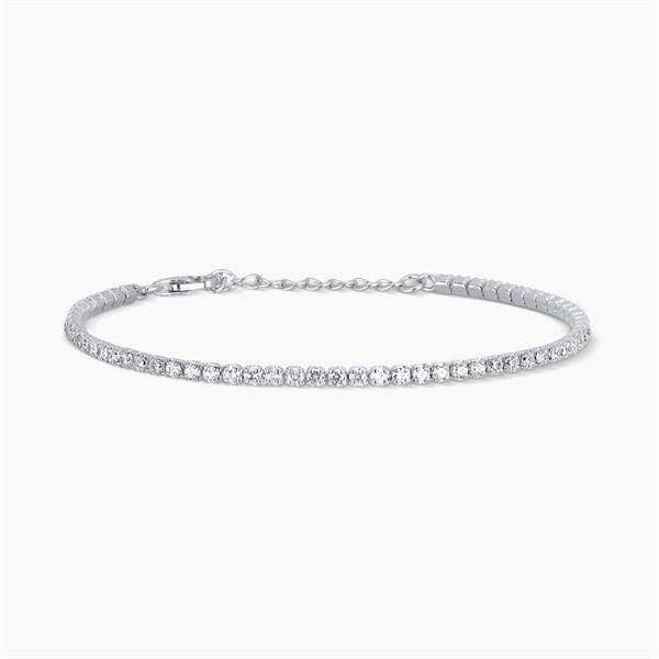 Bracciale tennis regolabile in argento con zirconi