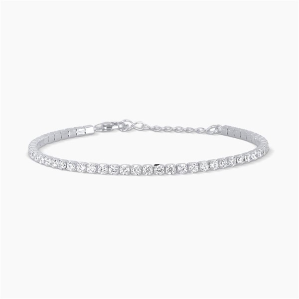 Bracciale tennis regolabile in argento con zirconi