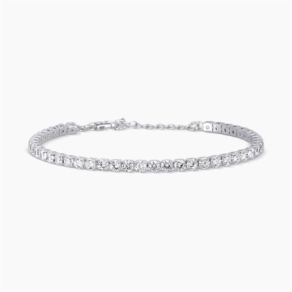 Bracciale tennis regolabile in argento con zirconi