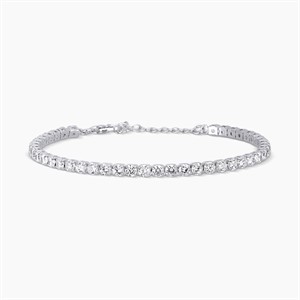 Bracciale tennis regolabile in argento con zirconi