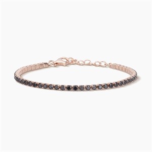 Tennis in argento placcato oro rosa con zirconi neri