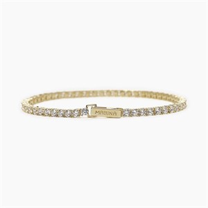 Bracciale tennis in argento placcato oro con zirconi