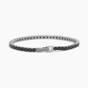 Bracciale tennis da uomo in argento con zirconi neri
