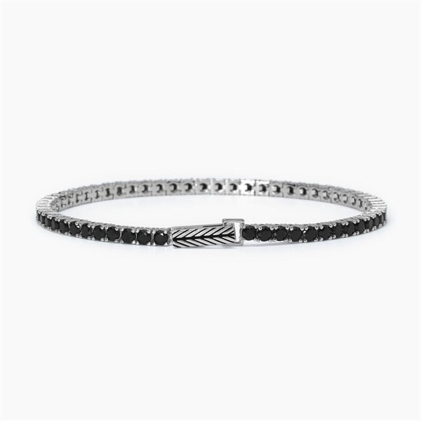 Bracciale tennis da uomo in argento con zirconi neri