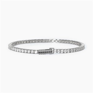 Bracciale tennis da uomo in argento con zirconi bianchi