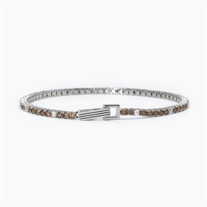 Bracciale tennis da uomo con zirconi marroni e bianchi