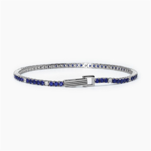 Bracciale tennis da uomo con zirconi bianchi e blu