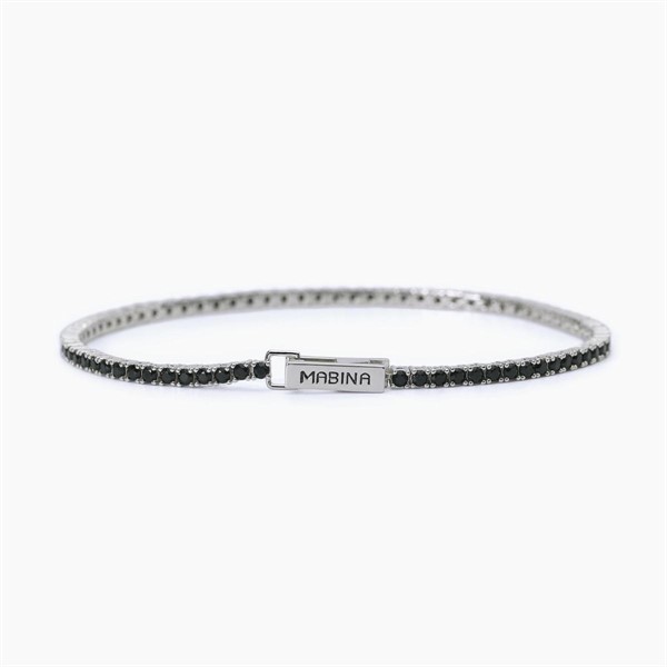 Bracciale tennis da uomo in argento con zirconi neri