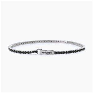 Bracciale tennis da uomo in argento con zirconi neri