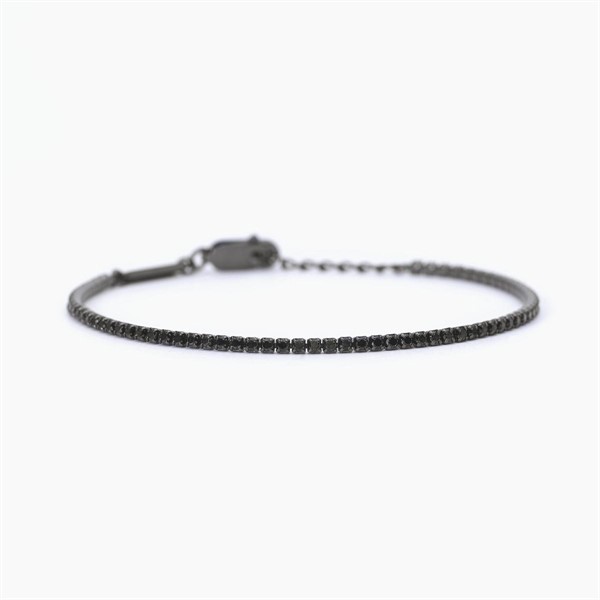 Bracciale tennis sottile da uomo in argento con zirconi neri