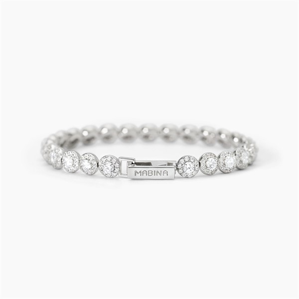 Bracciale tennis in argento rodiato con zirconi