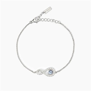 Bracciale in argento con infinito e acquamarina sintetica