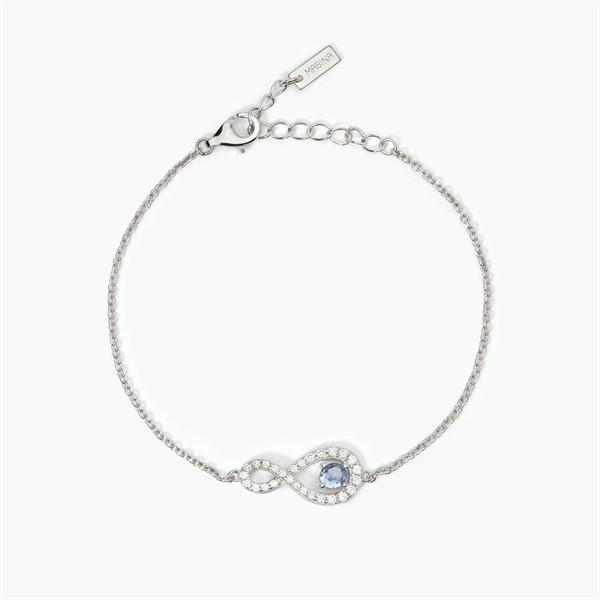 Bracciale in argento con infinito e acquamarina sintetica