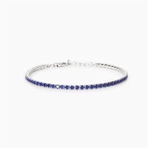 Bracciale tennis sottile in argento con zaffiri sintetici