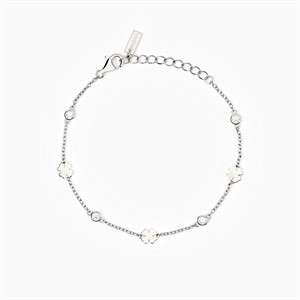 Bracciale in argento con quadrifogli e zirconi