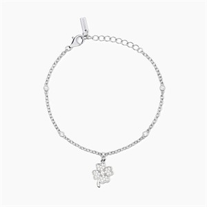Bracciale in argento con ciondolo quadrifoglio e zirconi