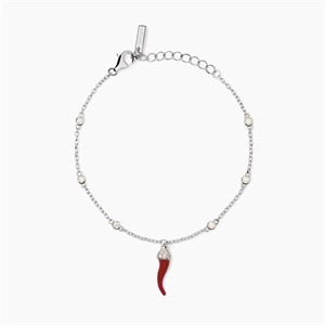 Bracciale in argento con cornetto smaltato e zirconi