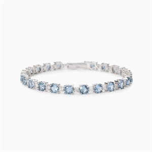 Bracciale tennis in argento con acquamarina sintetica