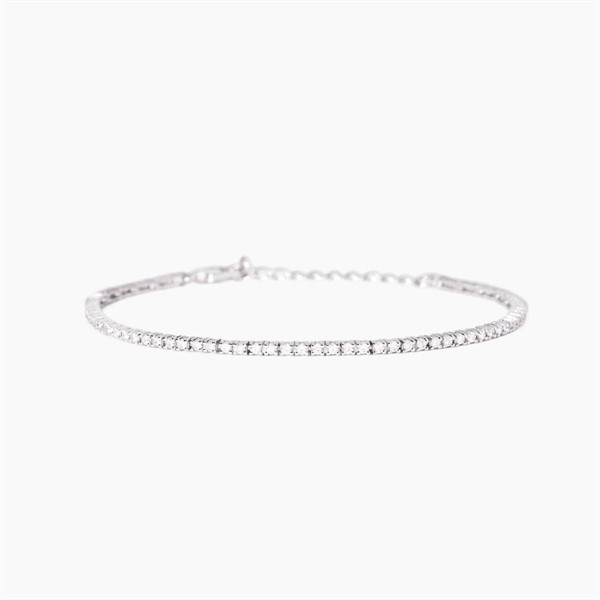 Bracciale tennis regolabile in argento con zirconi