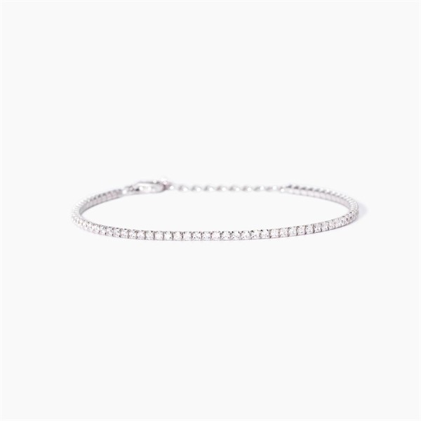 Bracciale tennis sottile in argento con zirconi
