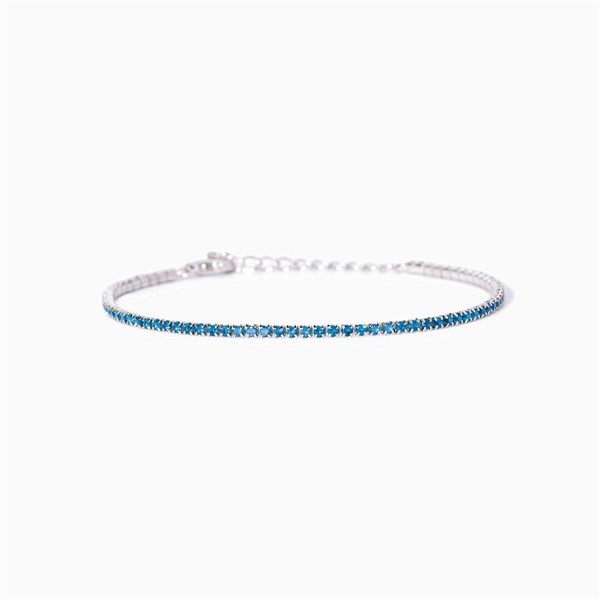 Bracciale tennis regolabile in argento con zirconi Azzurro