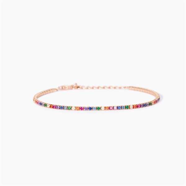 Bracciale tennis sottile in argento con Zirconi Multicolor