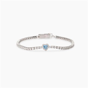Bracciale tennis con acquamarina sintetica taglio cuore