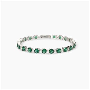 Bracciale tennis in argento con smeraldi sintetici e zirconi