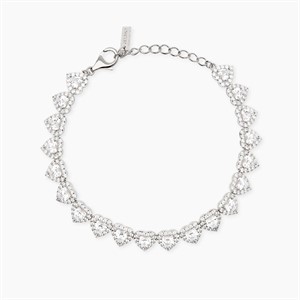 Bracciale tennis con cuori in zirconi bianchi