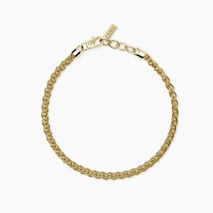 Bracciale in argento placcato oro con catena spiga da uomo
