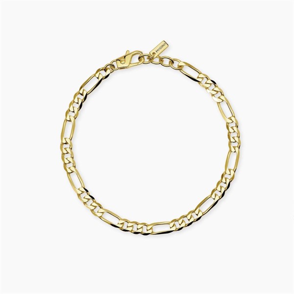 Bracciale in argento dorato con catena figaro da uomo