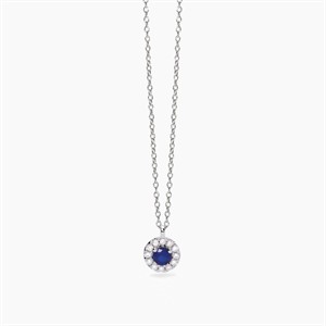 Collana con zaffiro sintetico e zirconi