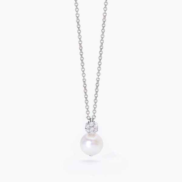 Collana con perla coltivata e zirconi
