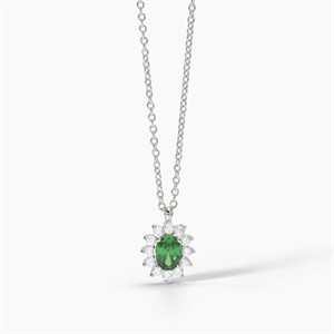 Collana con smeraldo sintetico e zirconi