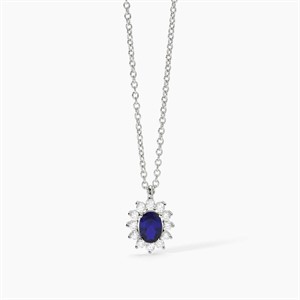 Collana on zaffiro sintetico e zirconi bianchi