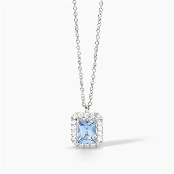 Collana con acquamarina sintetica e zirconi