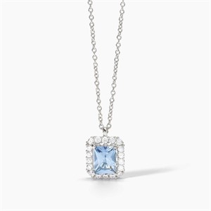 Collana con acquamarina sintetica e zirconi