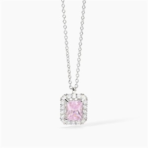 Collana con zircone rosa taglio princess e zirconi bianchi