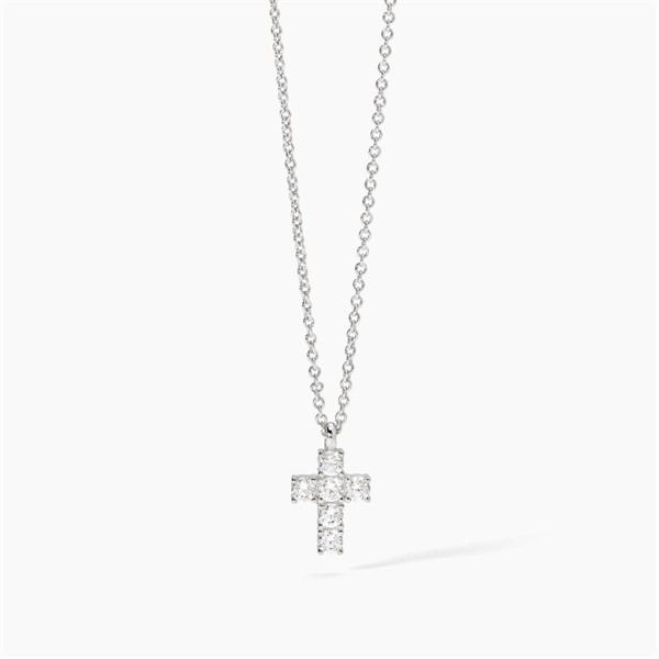 Collana con croce e zirconi bianchi